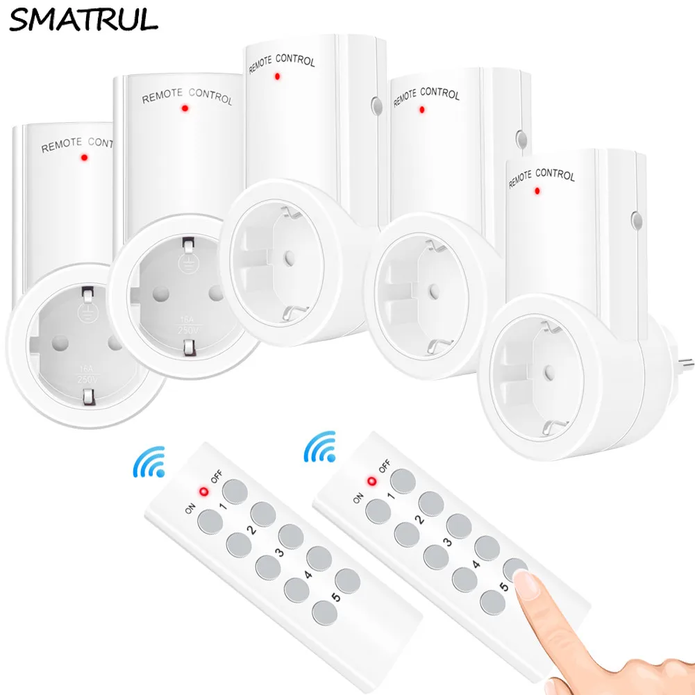 

SMATRUL 433mhz Wireless Remote Control smart Socket wall Programmable Electrical EU UK Plug Outlet Switch 220v 230v LED Lights