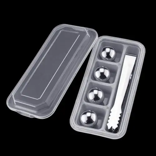 4Pcs Clip Круглый шарообразный нержавеющая сталь Виски камни красное вино напиток охладитель кубики льда кухонные аксессуары Кухонные гаджеты Новинка - Цвет: 4Pcs Clip