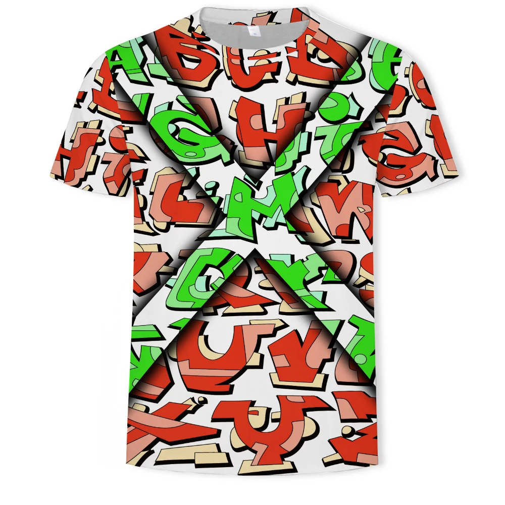 

Men's summer short-sleeved new magic code X 3D printed T-shirt