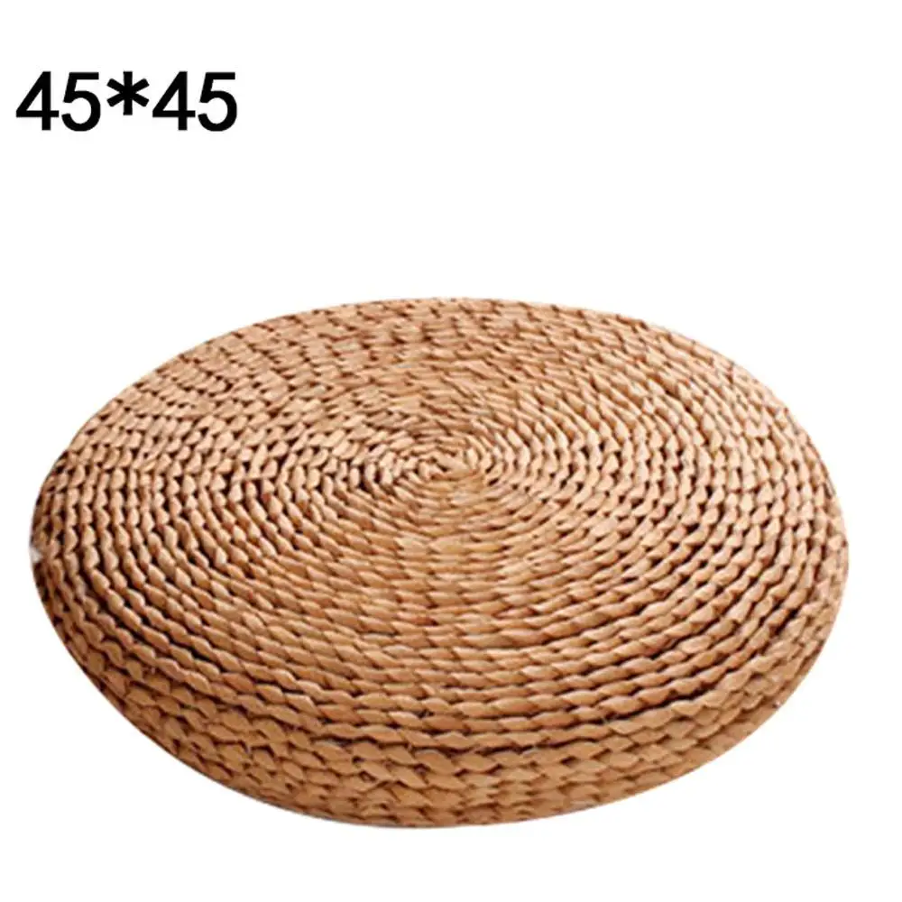 Pucao 45x45cm Соломенный плетеный коврик татами футон подушка для медитации утолщение йога круг кукурузная шелуха японский стиль Подушка с шелковой ватой - Цвет: Pucao 45x45cm