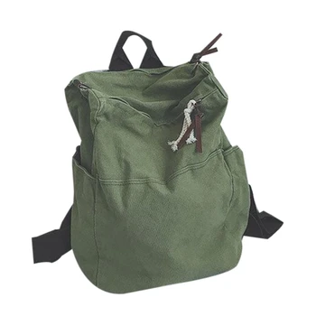 

College Style Literature and Art Large-Capacity Student Schoolbag Men and Women Backpack Backpack Green