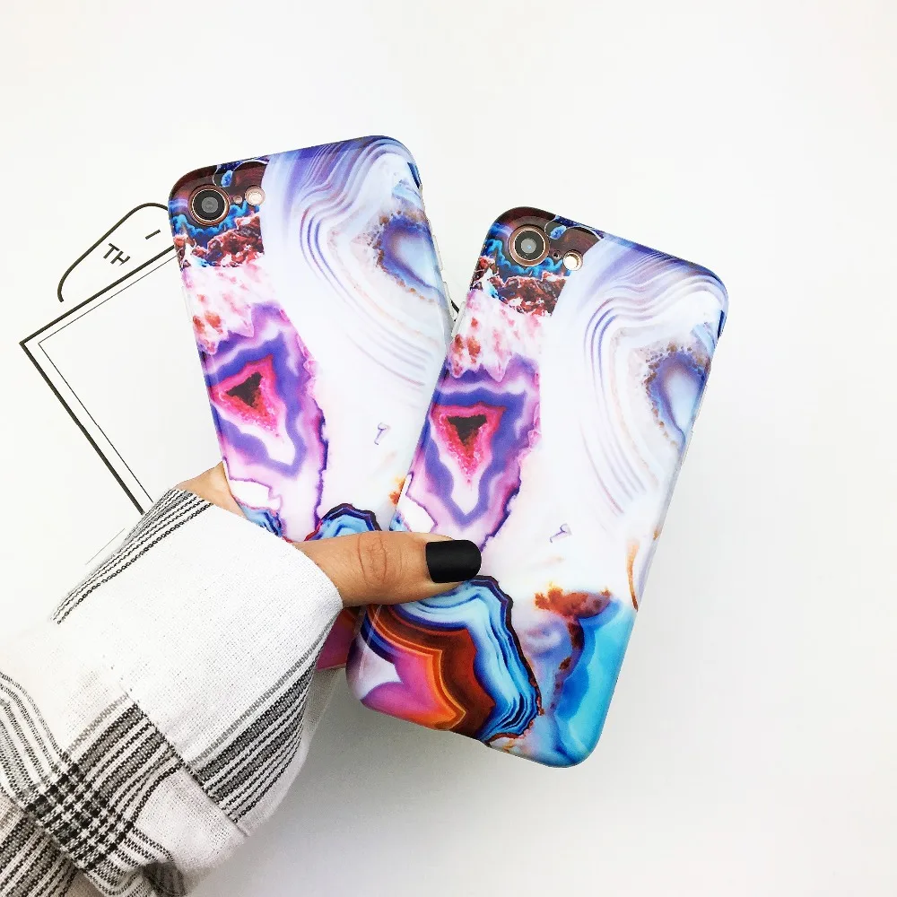 Мягкий силиконовый чехол для iphone 11 11Pro Max XS Max XR глянцевые Агатовые мраморные Чехол для мобильного телефона разноцветный фиолетовый чехол под мрамор