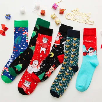 

Men's Socks Autumn And Winter Fashion Warm Casual Soft Sock Combed Cotton Santa Claus Elk Cute In The Tube Male Christmas Sock