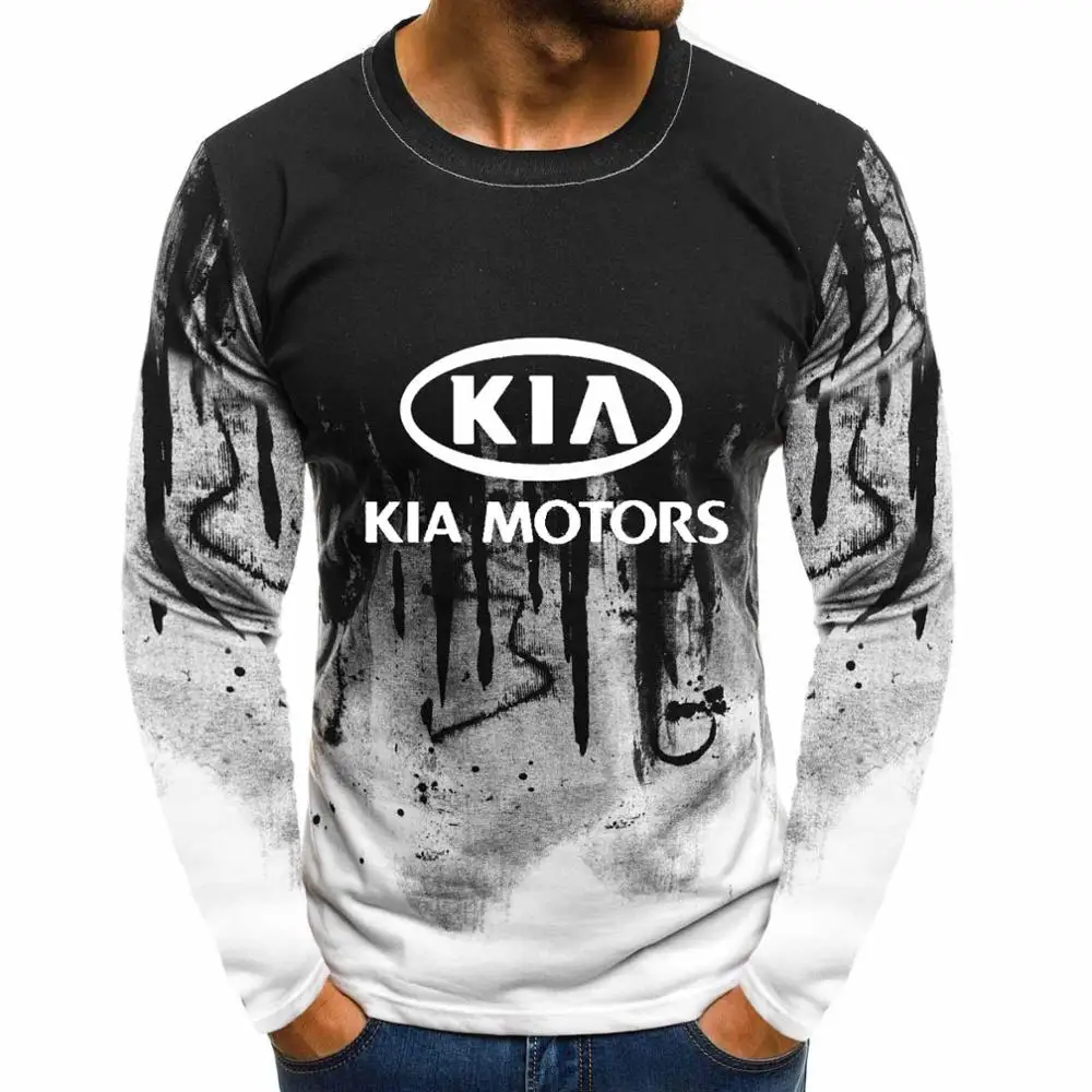 Пуловер с круглым вырезом и градиентом, свитшоты с логотипом автомобиля KIA Motors, повседневные хлопковые мужские толстовки в стиле хип-хоп, Harajuku, мужская одежда - Цвет: Белый