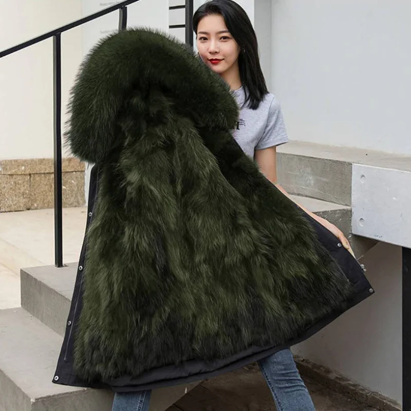 Women's plus size parka coat pregnant women winter fur long coat fox fur trench hooded pregnant women thick warm jacket