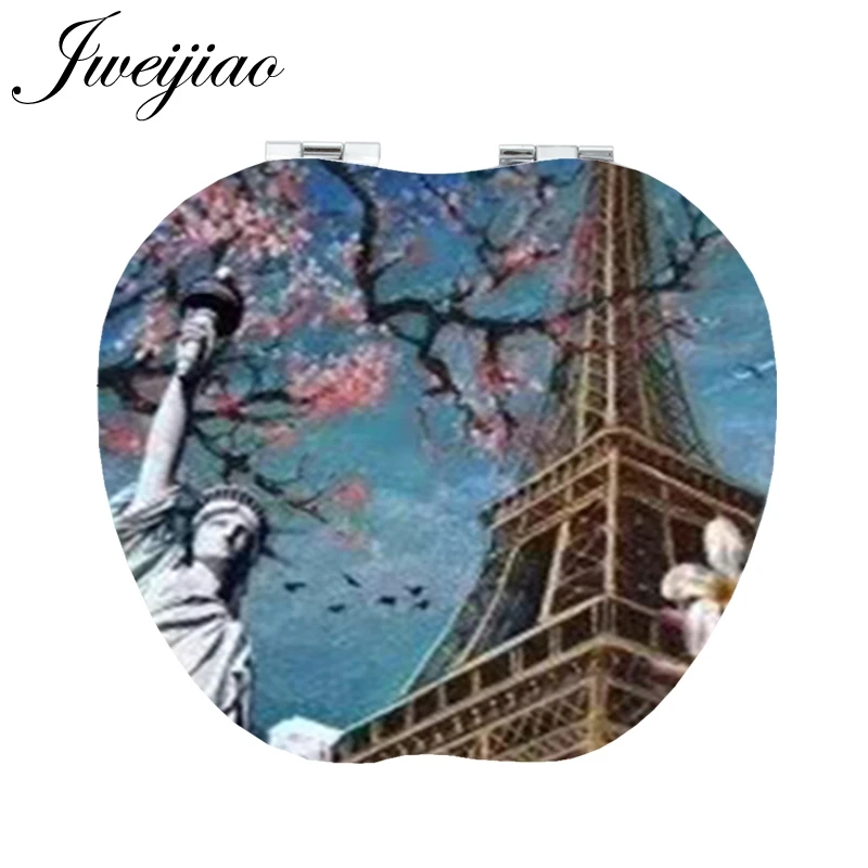 FU15 JWEIJIAO exposition 1889 Парижская башня винтажные инструменты аксессуары в форме яблока moive мини складывающееся зеркало для девочек EF30 - Цвет: FU15