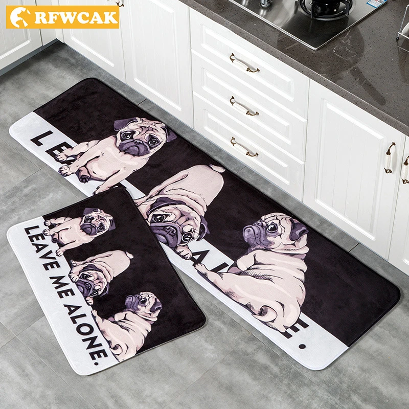 Dog Printed Kitchen Mat Set Dirty Proof Long Carpet Hallway Dog Printed Kitchen Mat Set Dirty Proof