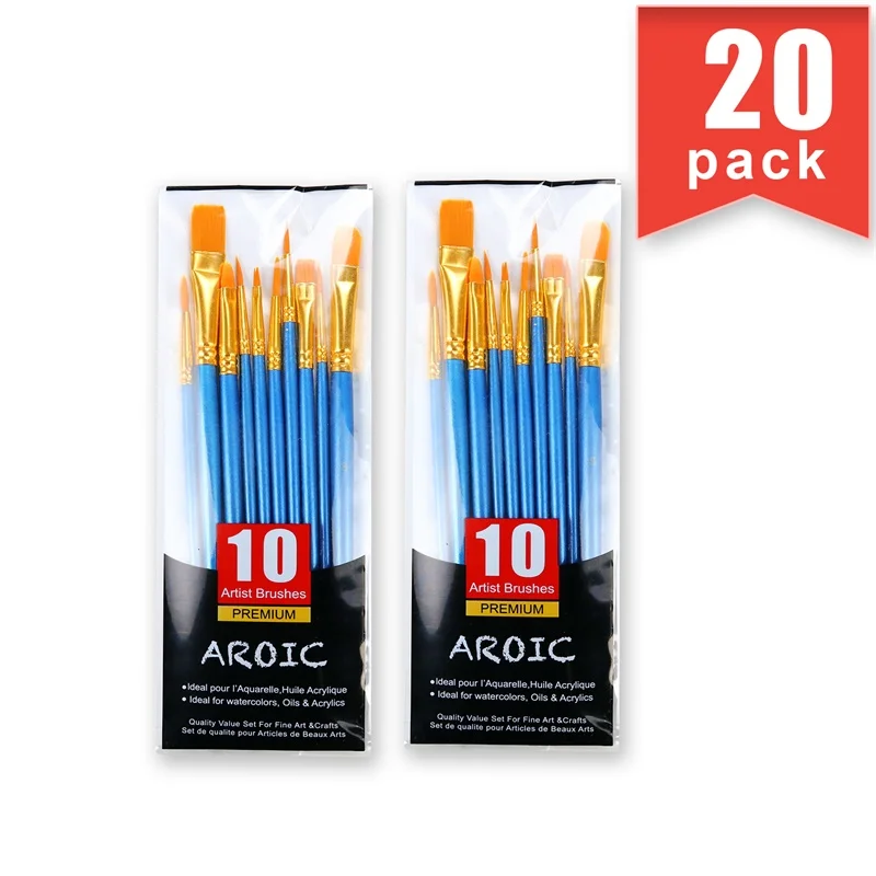 Painting Brush Set, 1-10 Packs /10Pieces, Nylon Brush Head, Suitable for Oil and Watercolor, Perfect Suit of Art oil Painting - Цвет: brush-20