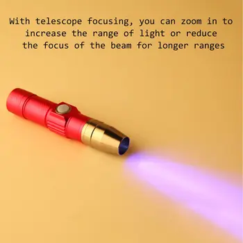

Mini LED Flashlight 365nm Inspection Lamp Light Rechargeable UV Torch Light for Outdoor Camping Hiking