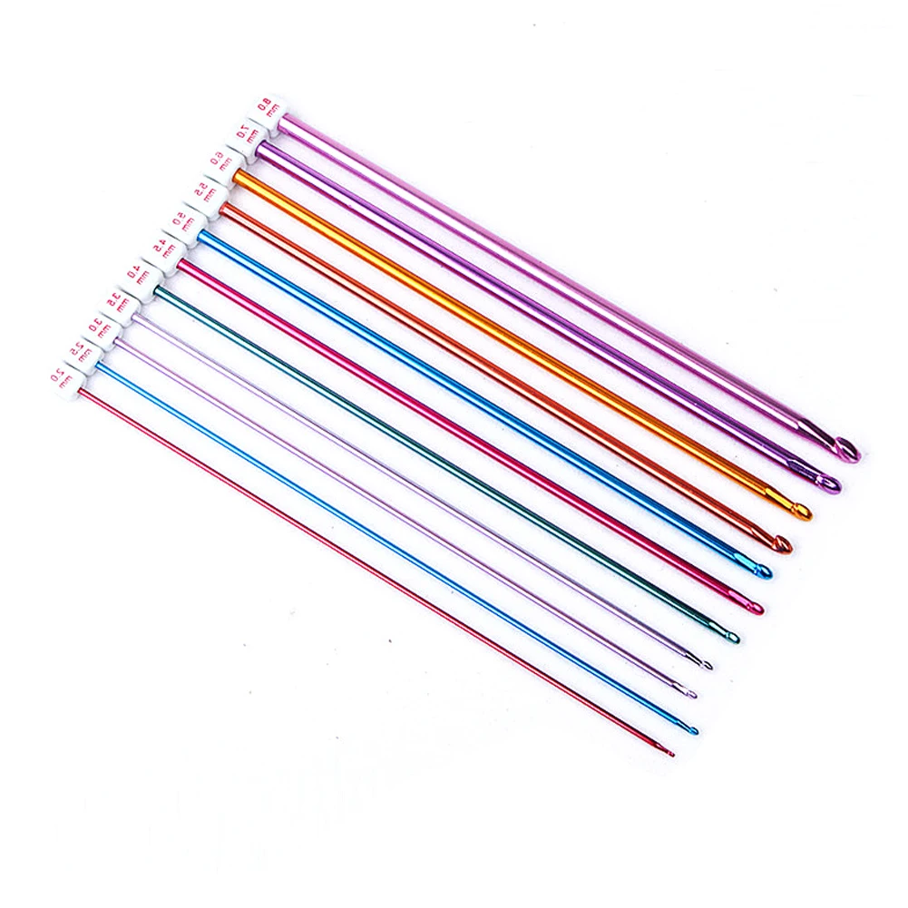 

11 Pcs Crochet Hooks Needle Set Colors DIY Handmade Aluminum Knitting Needles Tools Kit