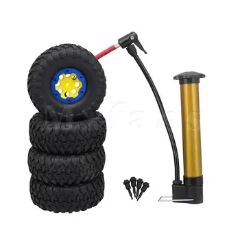 

Mxfans 4 x RC1:10 Rock Crawler Inflatable Tires & Yellow Wheel Rims w/ Inflator