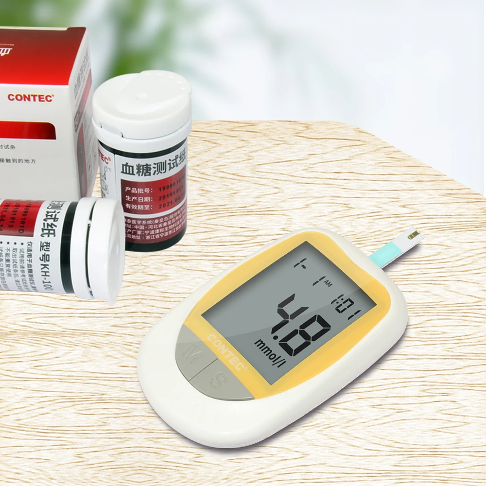 Blood Glucose Monitor Blood Glucose Strips Blood Test Meter Blood Test Strips Medical Blood Test Kit Blood Glucose Lancets CONTEC Blood Glucose Meter Tester 50/100 Pcs of Test Strips & Lancets Medical Blood Sugar Meter lithium battery included