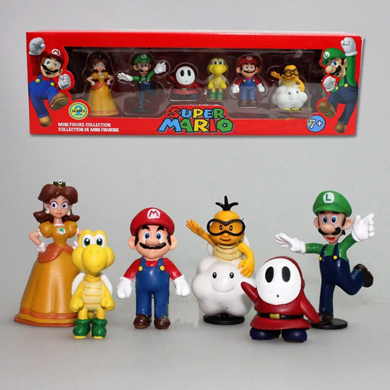 6Pcs/Set Super Bros PVC Action Figure Toys Dolls Luigi Yoshi Mushroom Donkey Kong In Gift Box Kids | Игрушки и хобби