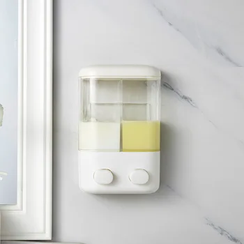 

New Double Pump Wall Mounted Soap Dispenser Manual Pressing Shampoo Hand Sanitizer Lotion Storage Bottle Bathroom Accessories
