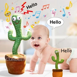 Cactus bailarín de peluche para bebé, juguete con altavoz para hablar, repetición de voz, con carga USB, 120 canciones