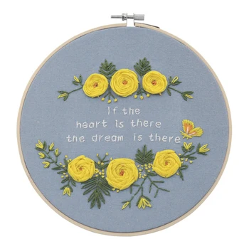 

DIY Cross Stitch Kit 3D Flower Butterfly Embroidery Ring Beginner Needle Crafts Home Decoration