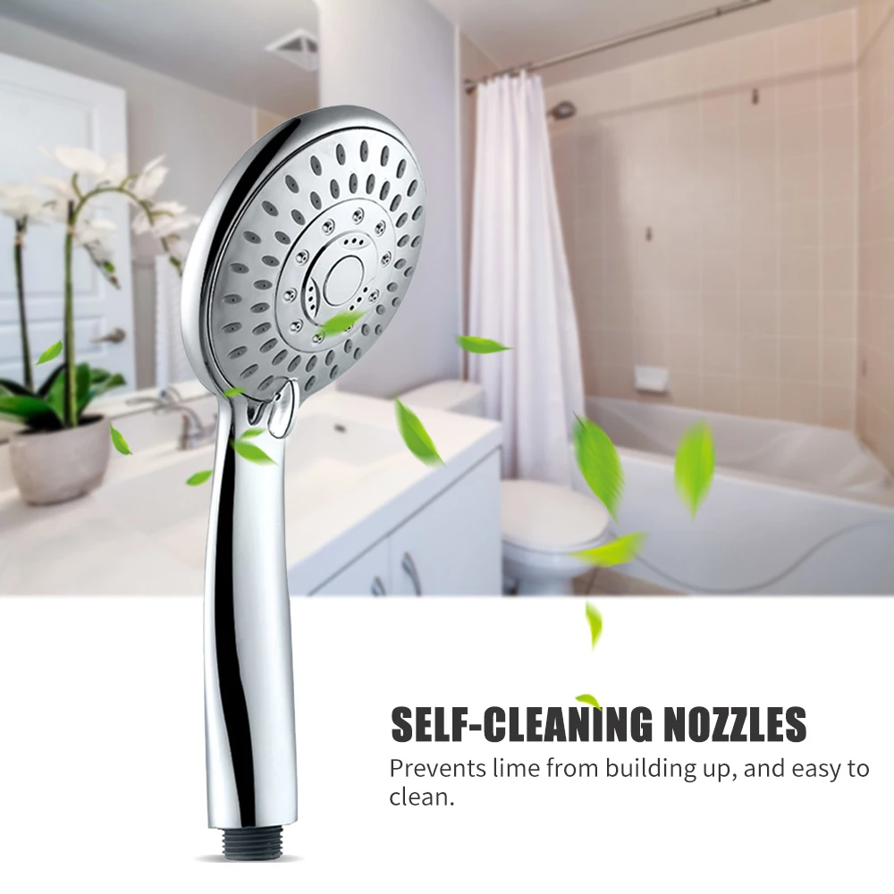 

New Handheld Shower Head Rainfall 5 Spray With Water Flow Stainless Steel Hose Adjustable Bracket Set High Pressure Shower Head