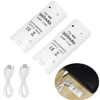 

2X Rechargeable Battery NiMH Pack for Wii Remote Controller &Charging Cables