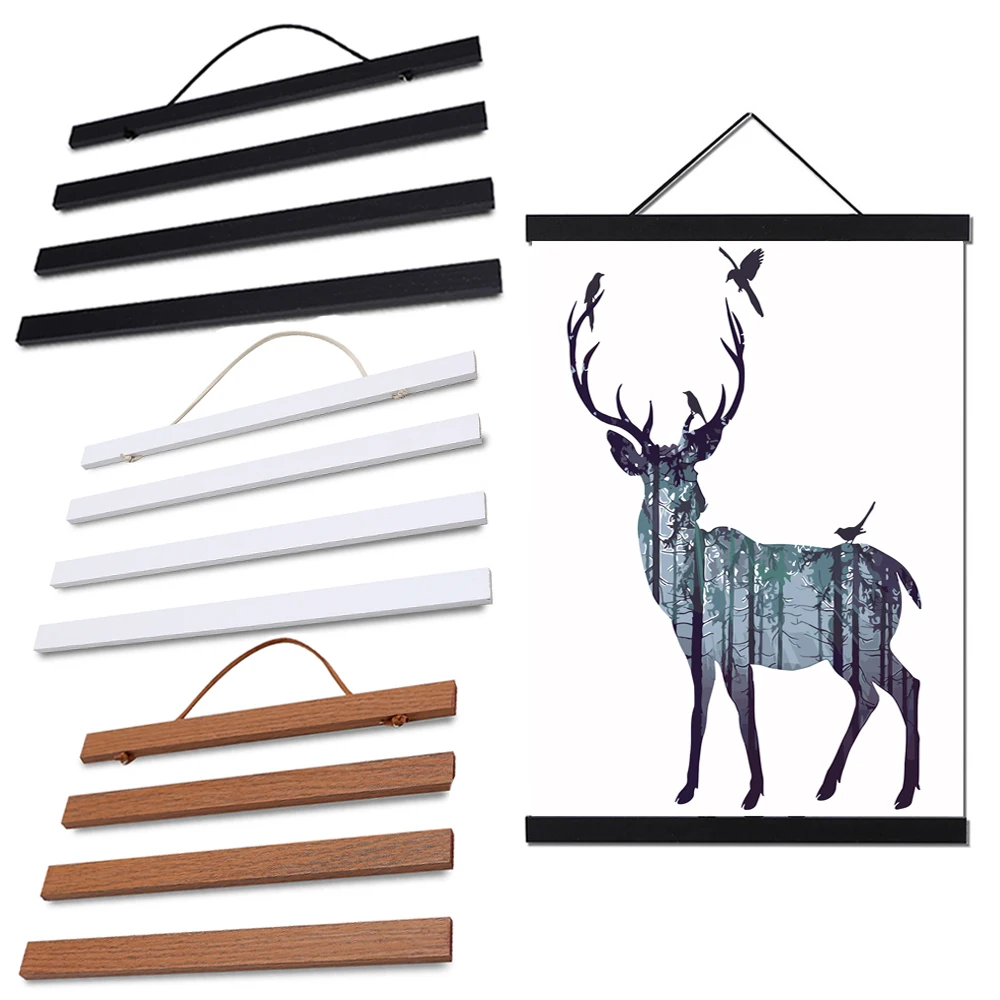 Magnetic-Poster-Frame-Wooden-Wall-Photo-Picture-Artwork-Hanger-Poster-Holder-Hanging-scrolls-Home-Wall-Decoration