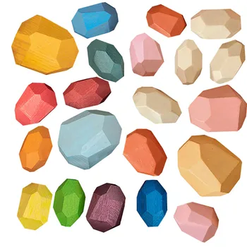 

Wooden Rainbow Wood Balance Blocks Wooden Jenga Colored Stone Building Block Educational Toys Creative Montessori Toys for Kids