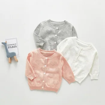 

New Love Soft Breathable Baby Girls Jacket Spring Long Sleeve Newborn Baby Coat Summer Kids Thin Knitted Outwear Boys Tops