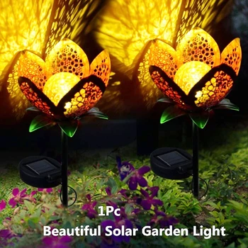 

Outdoor Flower Shape Solar Lights Water-Proof Impact-Resistant Vivid Creative Outdoor Hollow Iron Lamp For Garden Decoration