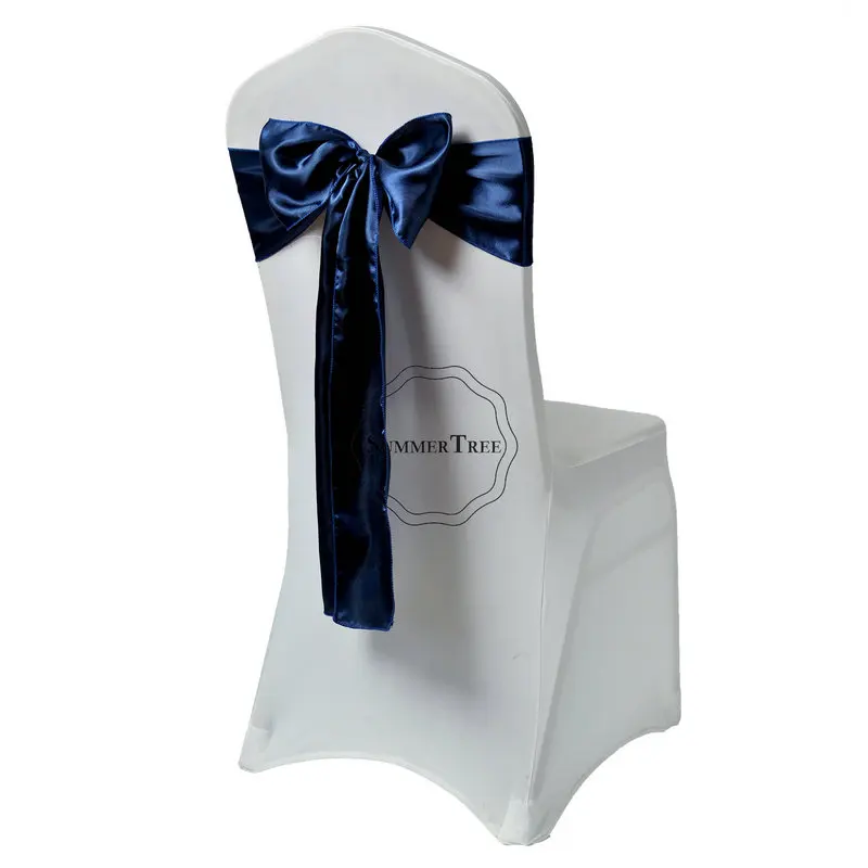 Navy Blue 6x108 дюймов атласная лента на стул галстук-бабочка для банкета стула для свадебной вечеринки покрытие Ремесло Украшение 15x275 см - Цвет: Navy Blue