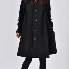 Осень и зима, стиль, корейский стиль, платье большого размера, шерстяное пальто средней длины свободного кроя, плащ, шерстяной Тренч