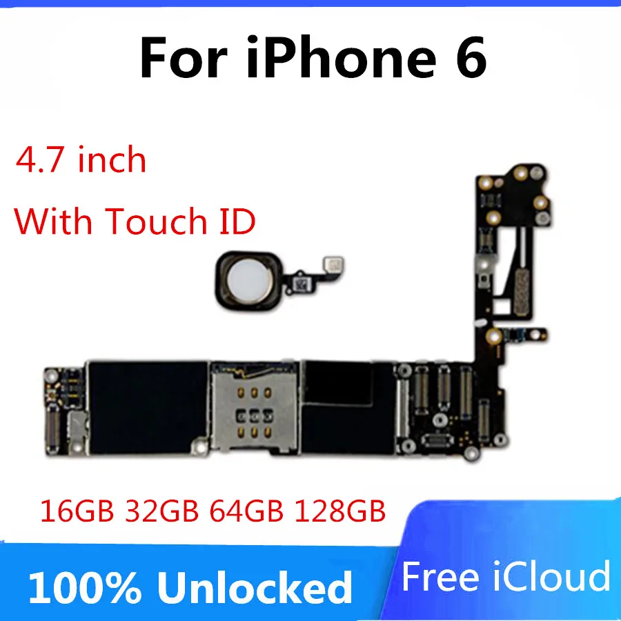 Заводская разблокированная материнская плата для iPhone 6 с Touch ID логические платы