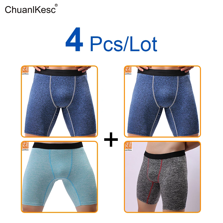 4 Pcs/Lot Men's Boxer Pants Long Leg Wear Resistant Underwear Sports Track And Field Shorts Breathable Hot Underwear