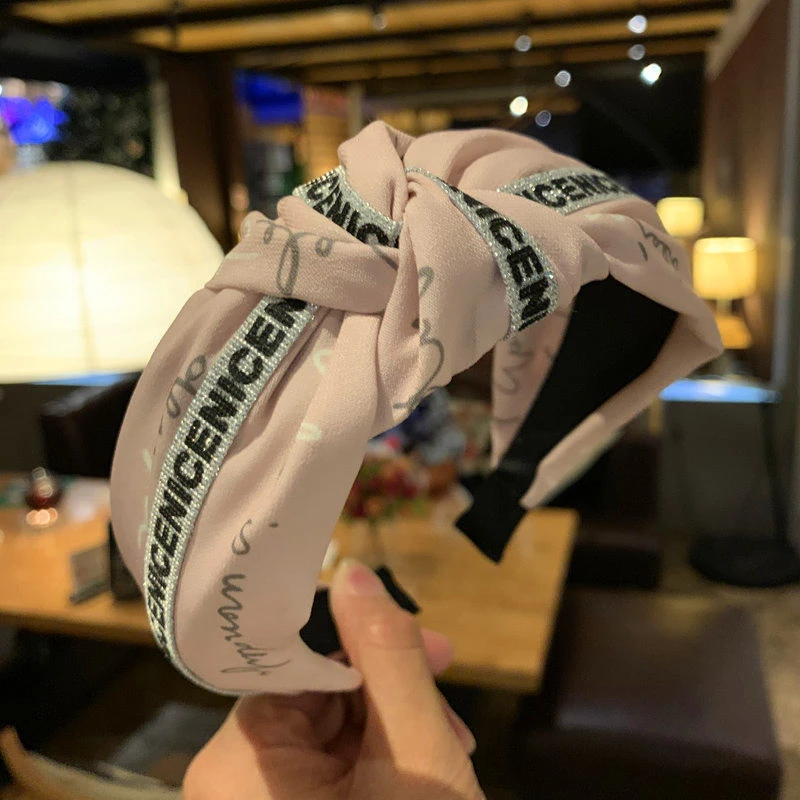 2019 New Women Bowknot Elastic Fabric Headband Cross Knotted Hair Band Adult Pattern Head Hoop Lady Hair Accessories 903