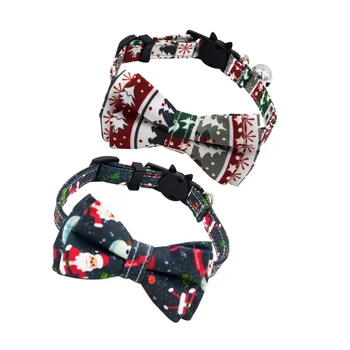

2pcs Pet Collars Bowknot Christmas Santa Claus Decorative Exquisite Collar Necklace Chain Choker for Cat Dog Pet