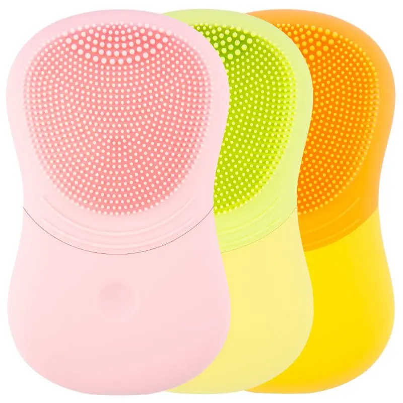 3 Colors Silicone Ultrasonic Vibration Pore Cleanser Waterproof Facial Brush Electric Massager Facial Cleansing Brushes