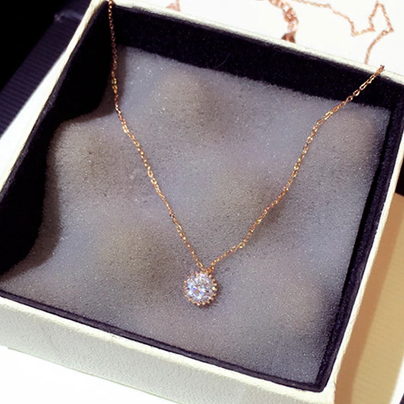 High Quality Delicate Simple Crystal Necklace for Women Charm Cubic Zircon CZ Tiny Choker Kolye Daily Birthday Gift Pendant - Image 5