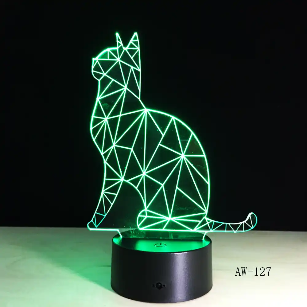 lampara led de acrilico con forma de animal de gato 3d para ninos lampara de ambiente regalo de cumpleanos aw 127