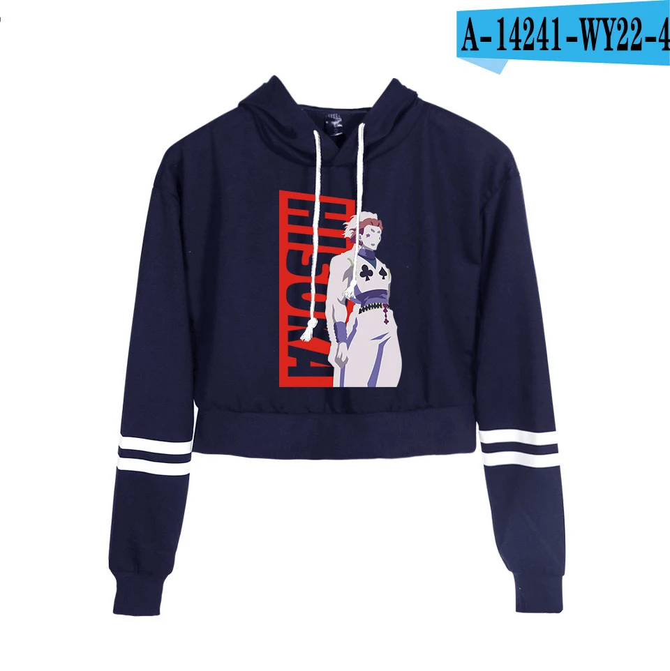 Hisoka Охотник Горячая Аниме Короткие укороченные худи Толстовка модная Милая сексуальная девушка тренд стиль 2D полиэстер Женский Материал - Цвет: navy