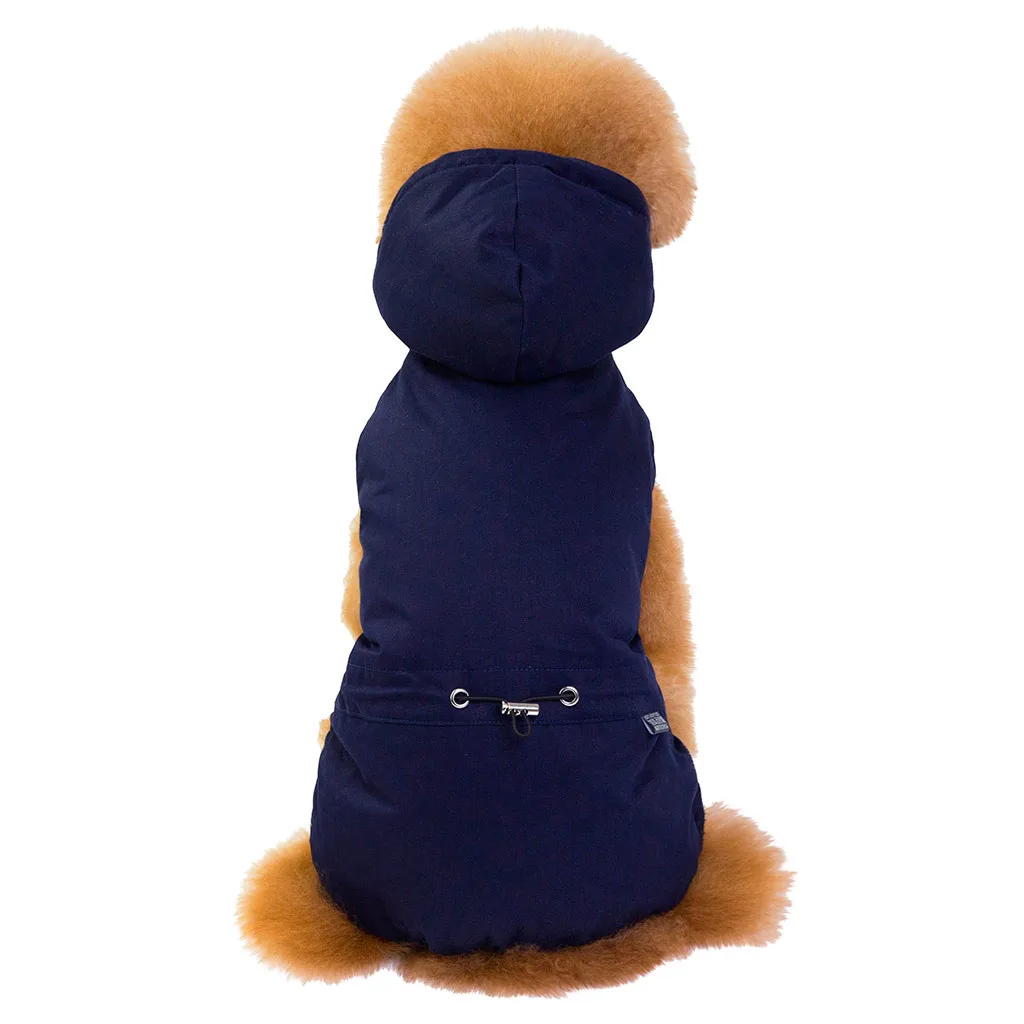 Navy Blue Зимние однотонные куртки для собак, чихуахуа, щенков, одежда для маленьких, средних и больших собак, зимняя теплая куртка для собак, ropa perro - Color: Navy Blue