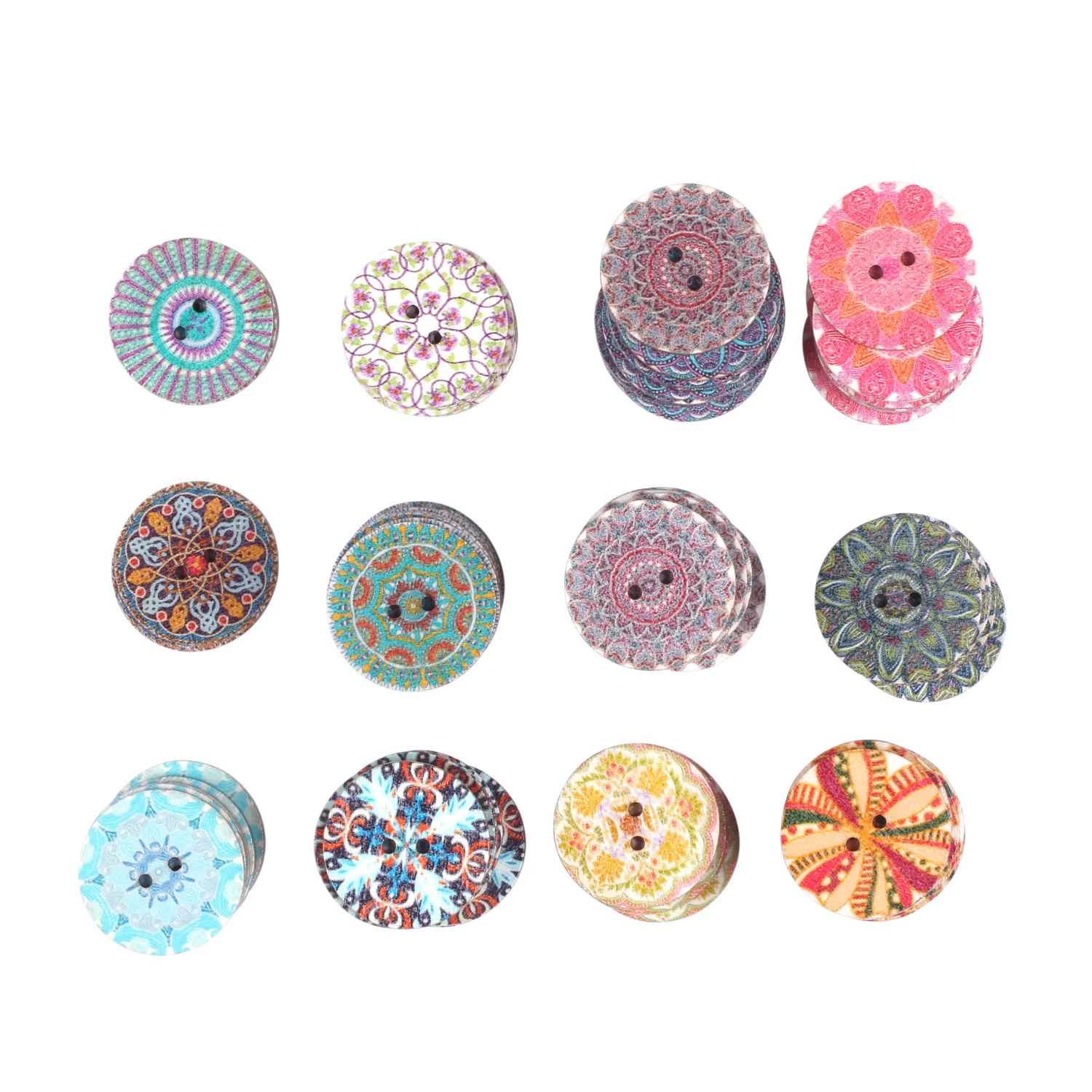 Flat Round Buttons Orange Plastic 2 Hole for Sewing Knitting Crafts Decoration