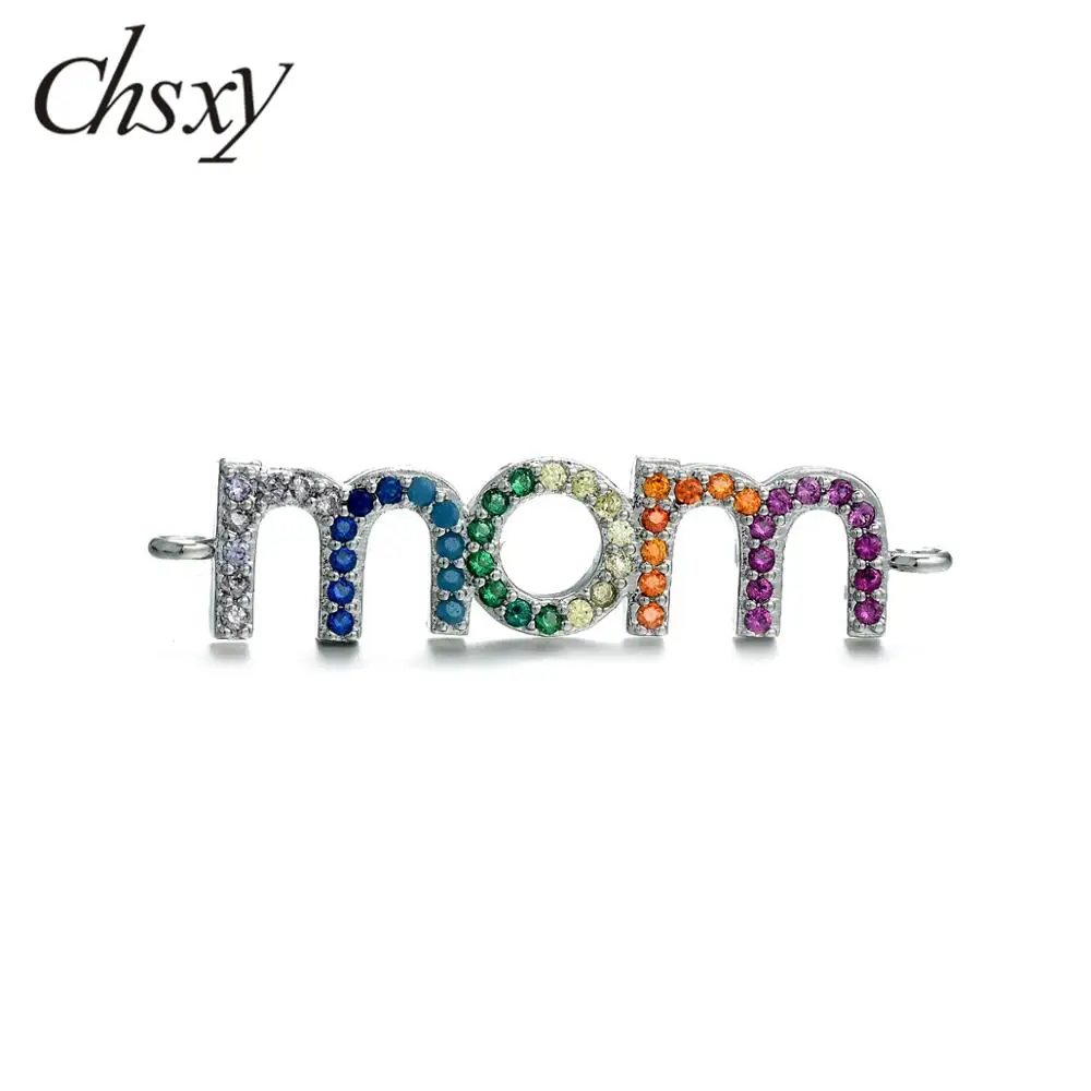 Подвеска CHSXY с надписью Мама на тему семьи медная микрозакрепка многоцветные