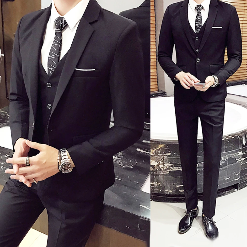 3Pcs/Set Luxury Plus Size Men Formal Business Vest Jacket Tuxedos Wedding Suit 3Pcs/Set Luxury Plus Size Men Formal Business Vest Jacket Tuxedos Wedding Suit
