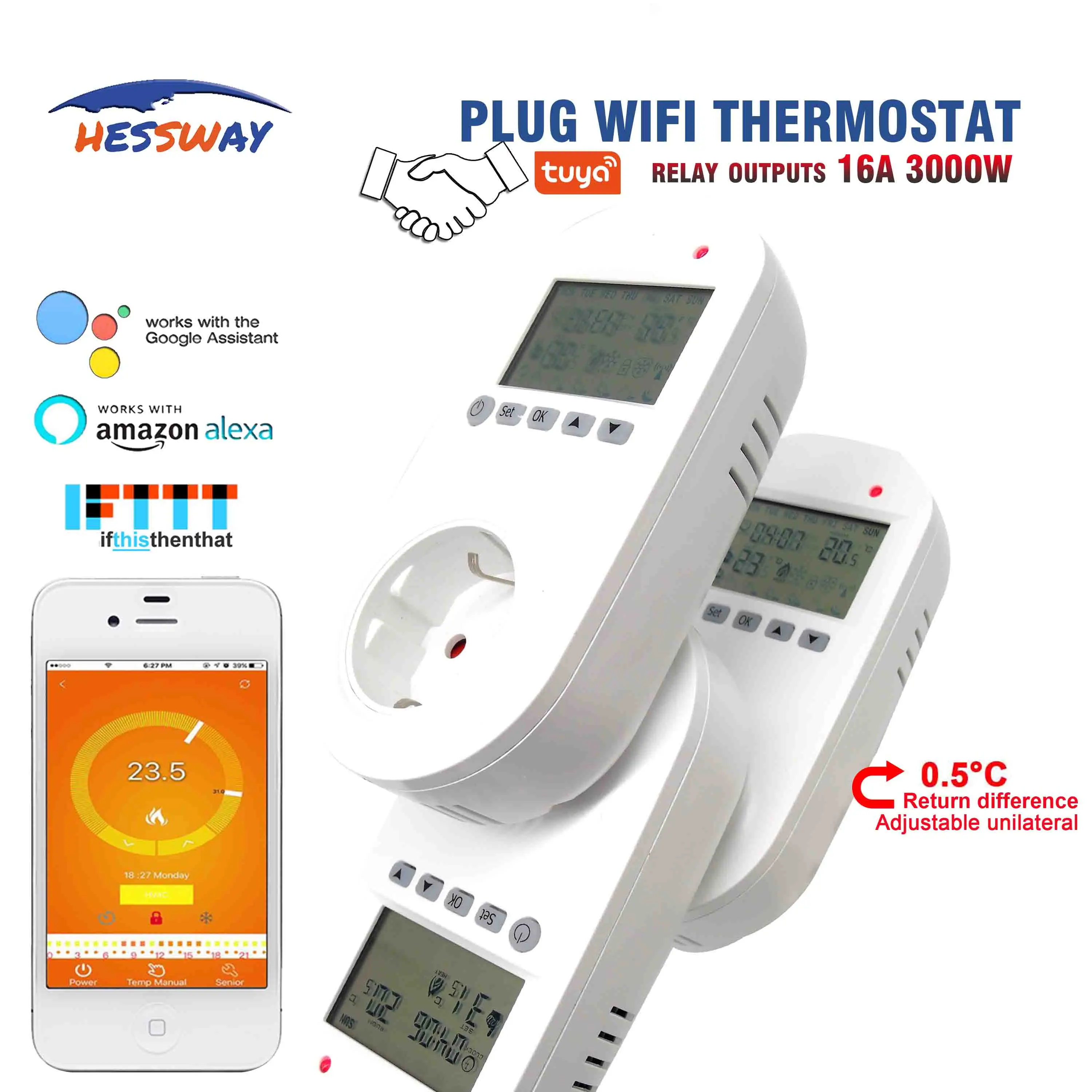 Терморегулятор HESSWAY TUYA термостат для теплого пола с Wi Fi европейская вилка 16