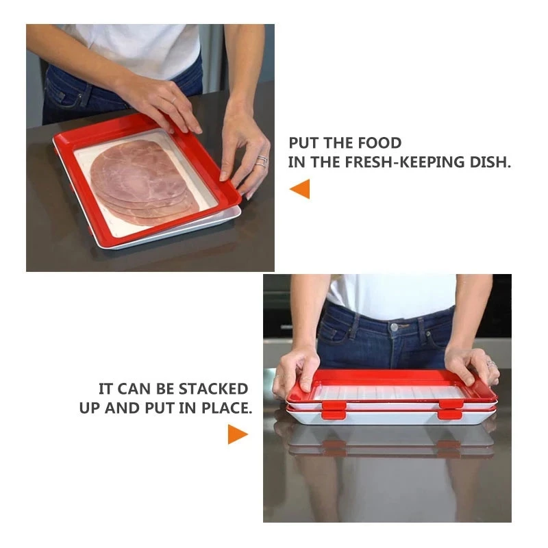 

Clever Tray Creative Food Plastic Preservation Tray Kitchen Items Food Storage Container Set Food Fresh Storage Microwave Cover