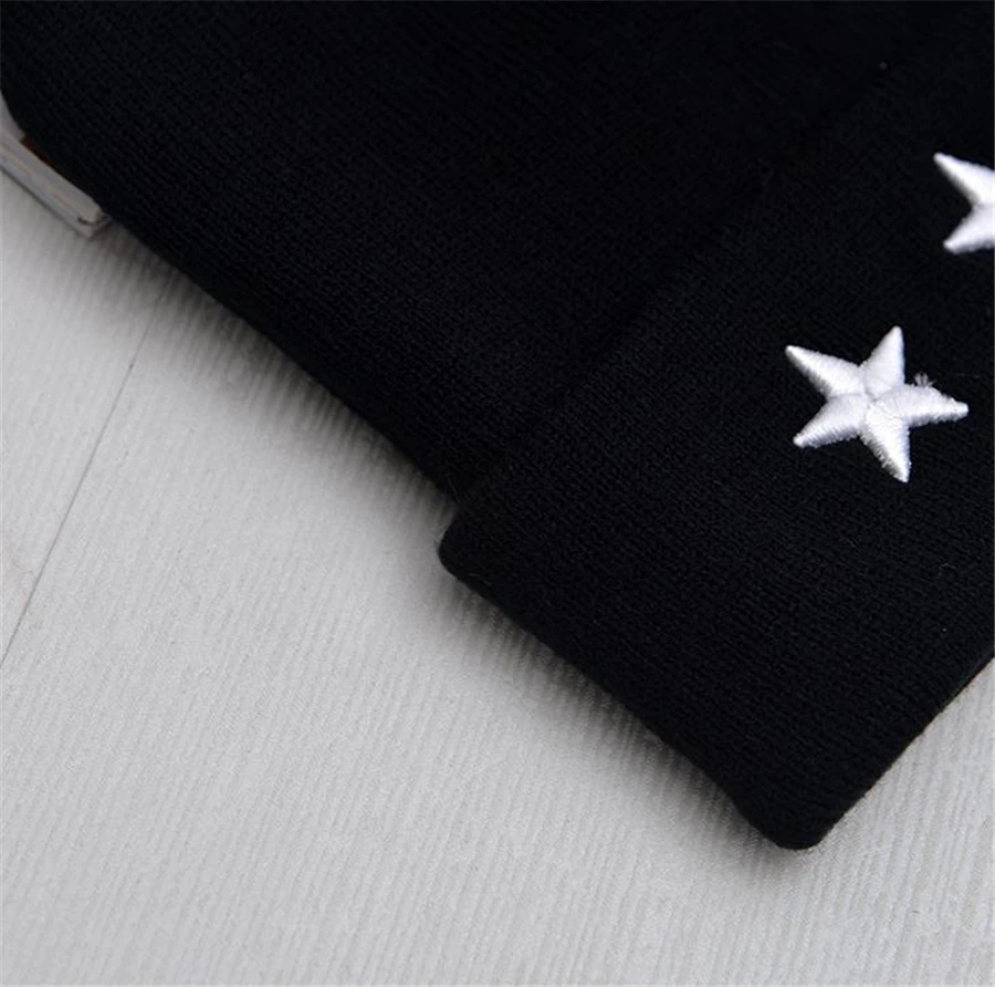 Unisex Leisure Knitted Hat Female Warm Cotton Blends Hat Women's Winter Cap Men Embroidery Stars Hip HopBAG098