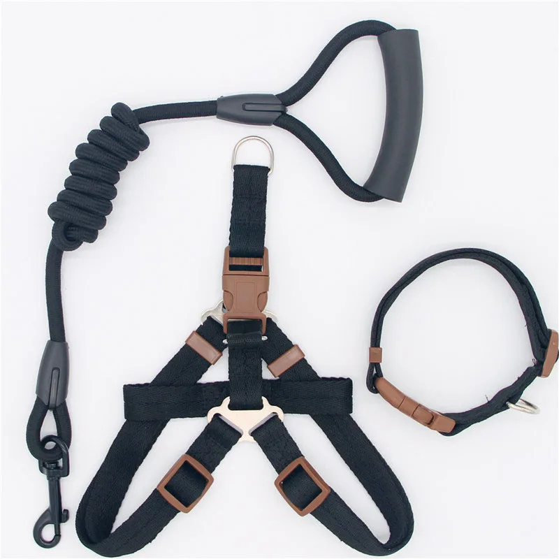 collar Harness BLK Собачий поводок, нейлоновый поводок для питомцев, для собак и кошек, для бега или дрессировки, ошейник и поводок - Цвет: collar Harness BLK