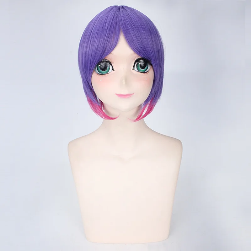 

Akb48 Atsuko Maeda Cosplay Wigs Short Purple Rose Red Ombre Heat Resistant Synthetic Hair Perucas Wig