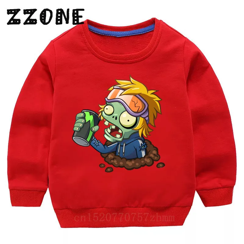 Детские толстовки с капюшоном детские толстовки с принтом «Растения против Зомби» хлопковый пуловер для малышей топы для девочек и мальчиков, осенняя одежда KYT5241 - Цвет: 5141C-Red-
