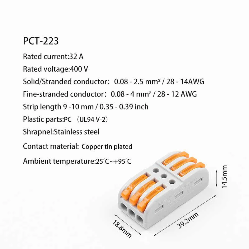 PCT-223 5/10 шт. компактный Быстрый провод жгута проводов разъем, проводниковый блок PCT-212 213 214 215 SPL-1/2/3 Укрась свою 222 211 - Color: PCT-223