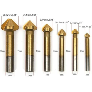 

Supplies Chamfer Cutter 6pcs Set High speed steel Titanium End Mill Drill