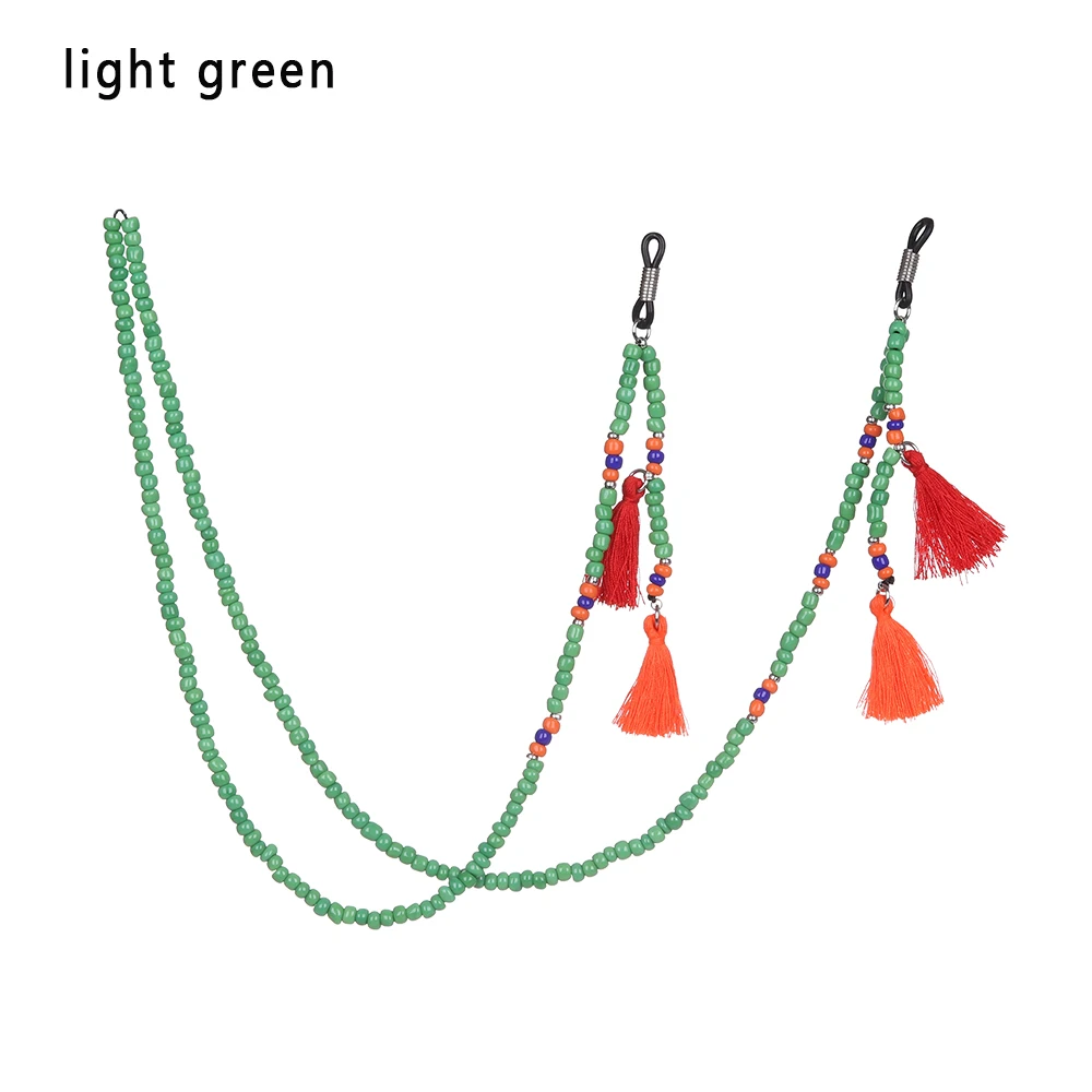 light green Модные новые цветные бусы поступление ретро бусы очки солнцезащитные очки шнур с кисточками шейный ремешок цепочка LinkHolder - Цвет: light green