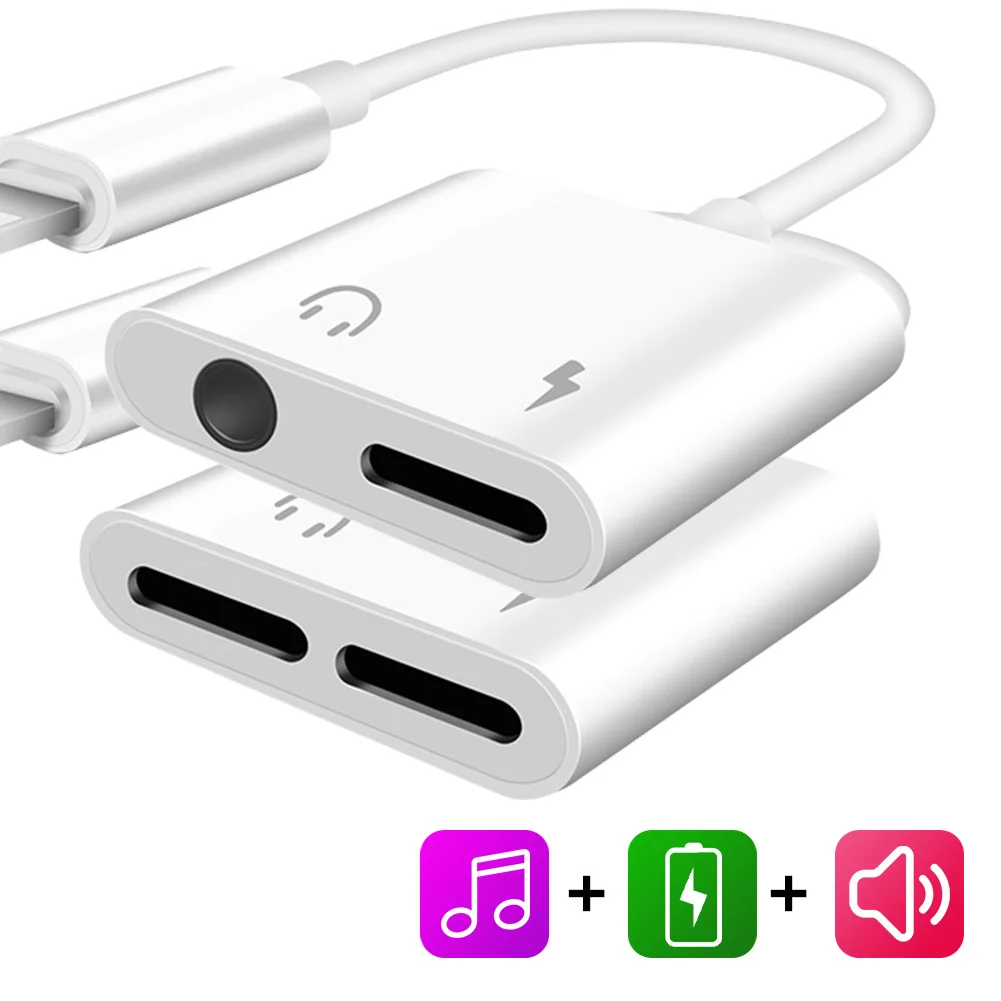 2 in 1 Adapter AUX Charging Lightning to 3.5mm Jack Converter Cable Splitter For Apple iPhone while listening songs | Мобильные